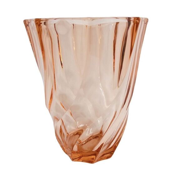 Vintage Luminarc Made In France Swirl 5" Glass Pink Vase Art Deco BEAUTIFUL - Picture 1 of 8